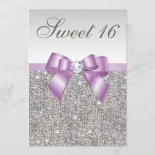 Convite O falso de prata do Lilac dos Sequins curva o doce