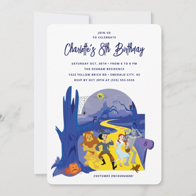 Convite O Feiticeiro da Festa de aniversário de Oz Hallowe (Frente)