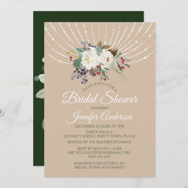 Convite O feriado ilumina o chá de panela do buquê floral (Frente/Verso)