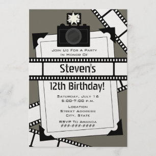 Convite O filme da câmera e a festa de aniversário da fo