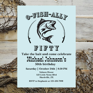 Convite O-fish-ally 50 Funny Bleu 50th Festa de aniversári