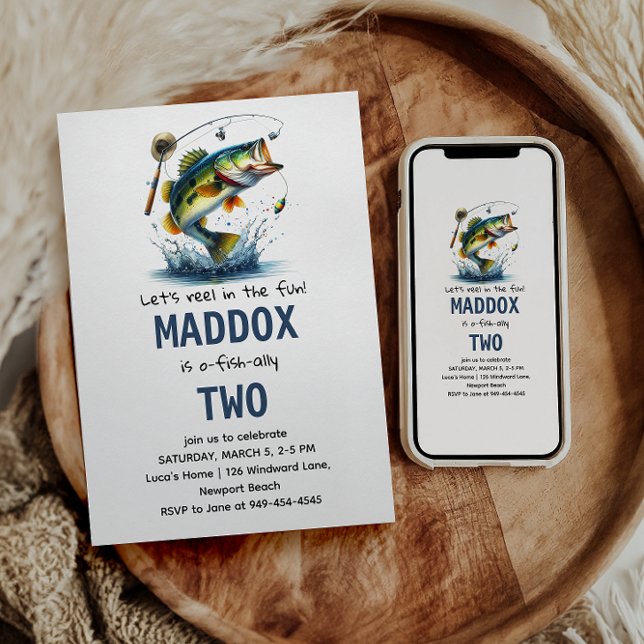 Convite O-Fish-Ally Dois segundos aniversários De Pesca (Criador carregado)