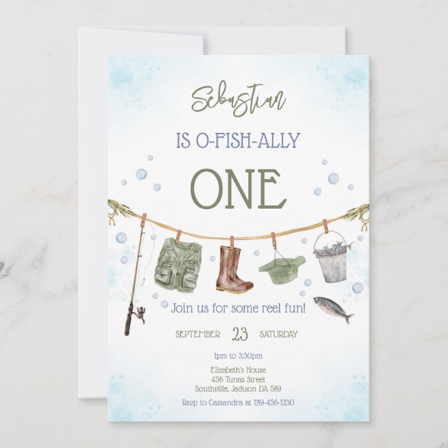 Convite O-Fish-Ally Fishing Boy Birthday Invitation (Frente)