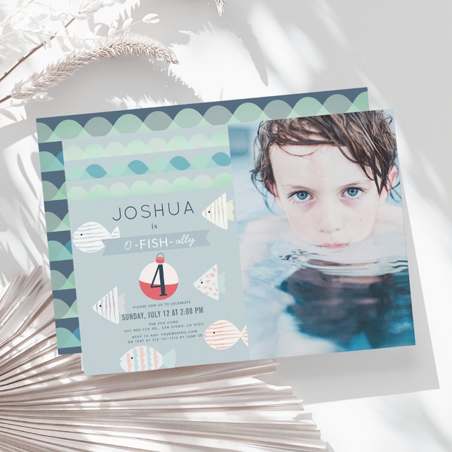 Convite O-fish-ally One Fish Boy Birthday Foto (Criador carregado)