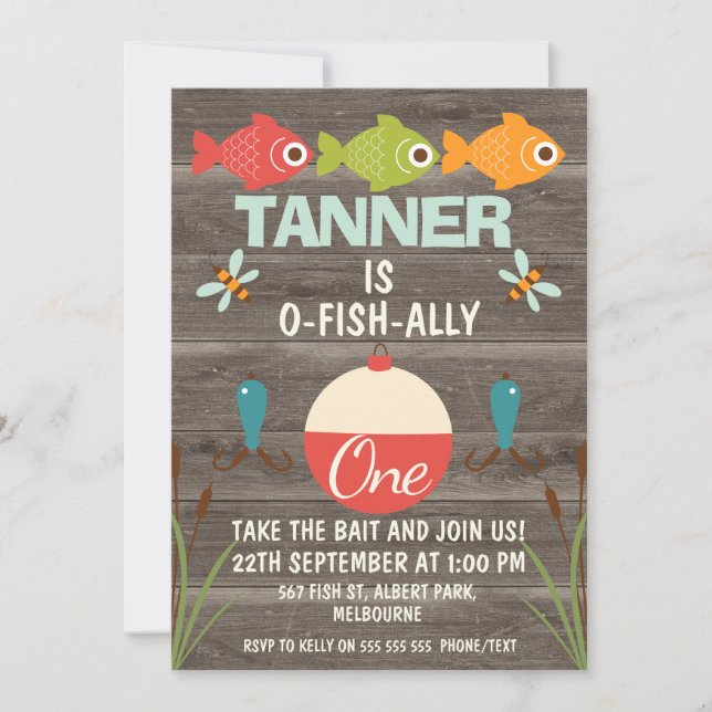 Convite O-fish-ally One Fisheries Birthday Invitation (Frente)