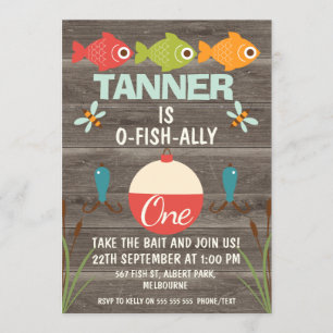 Convite O-fish-ally One Fisheries Birthday Invitation
