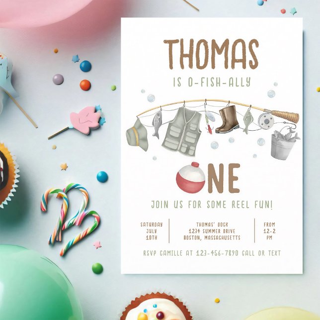 Convite O-Fish-Ally One Fishing 1st Birthday (Criador carregado)