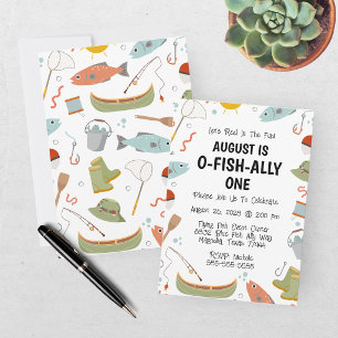 Convite O-Fish-Ally Um Aniversário de 1 Ano das Crianças P