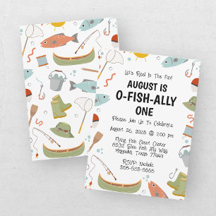 Convite O-Fish-Ally Um Aniversário de 1 Ano das Crianças P