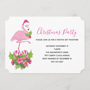 Convite O Flamingo Rosa no Natal do Whimsical