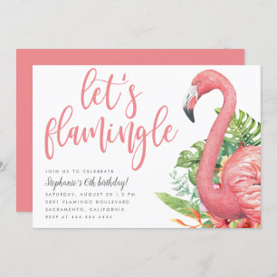 Convite O flamingo tropical das folhas deixou-nos