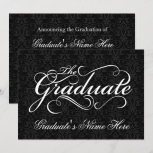 Convite O Formando, Graduação Elegante de Damasco Preto
