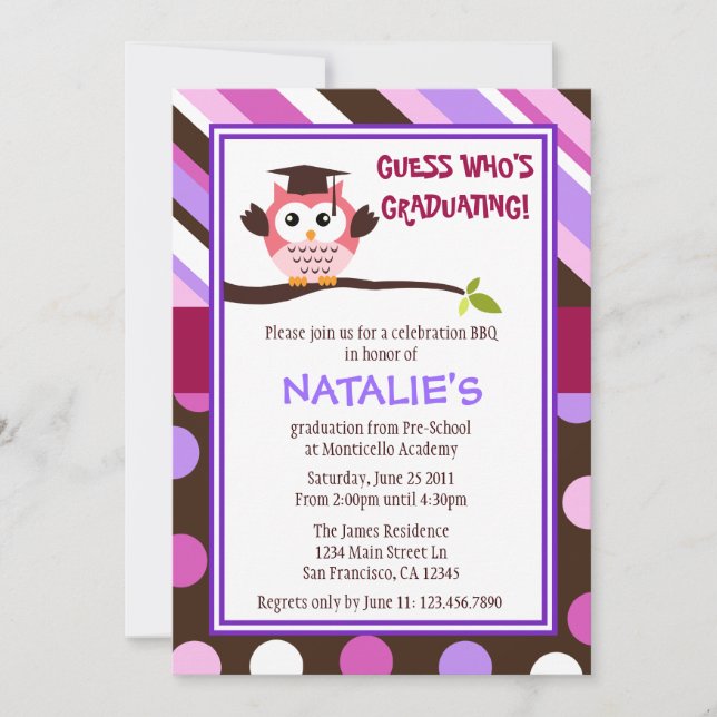 Convite O formando moderno da coruja convida (Frente)