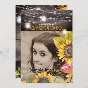 Convite O frasco de pedreiro rústico ilumina a graduação