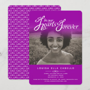 Convite O funeral roxo do rosa da foto dos corações