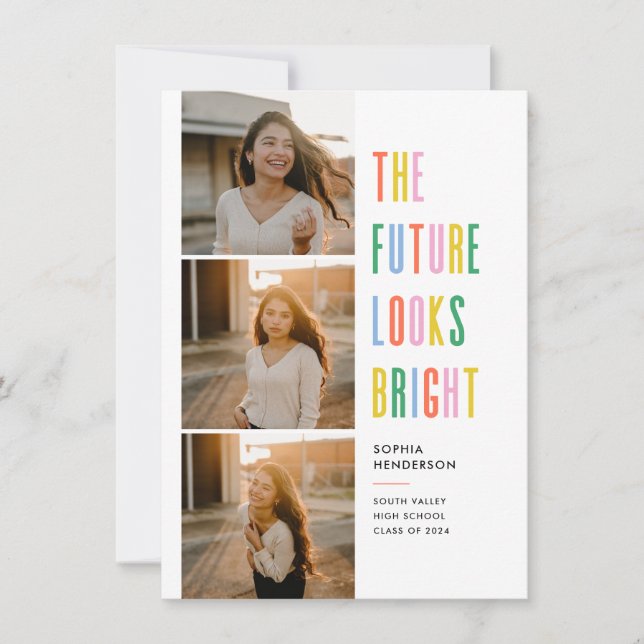 Convite O futuro colorido parece Formando brilhante Anúnci (Frente)