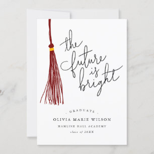 Convite O Futuro É Brilhante Citação Maroon Tassel
