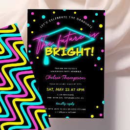 Convite O Futuro é Brilhante Festa de Graduação Neon