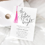 Convite O Futuro É Festa de formatura De Tassel Rosa Brilh<br><div class="desc">Cartão de modelo de convite para festa de formatura moderna com um roteiro de tipografia manuscrito que diz "o futuro é brilhante." Há uma ilustração de uma moda rosa ao lado dela. Você pode adicionar a foto do formando na parte traseira da placa. Excelente para segundos graus e formandos universitários....</div>