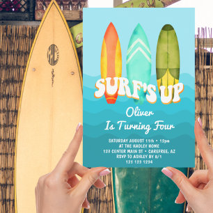 Convite O Garoto de Prancha de Surfe Surfs Up faz 4 anos