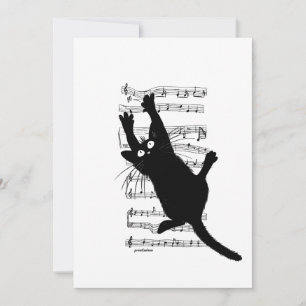 Convite O gato pendura-se em notas musicais