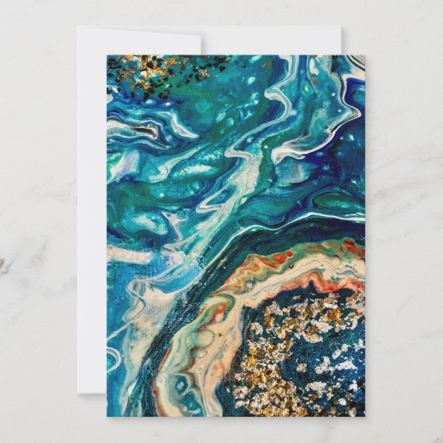 Convite O gelo e o abstrato azul de peixe branco (Frente)