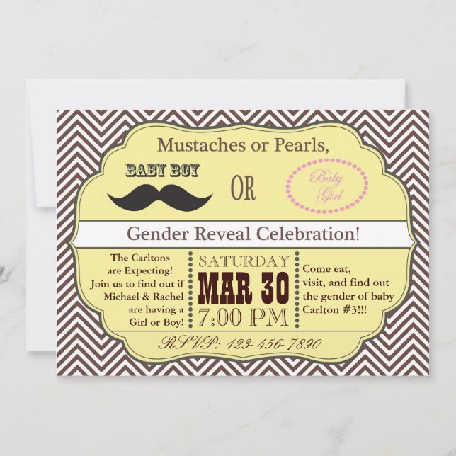 Convite O género amarelo do bigode ou das pérolas revela o (Frente)