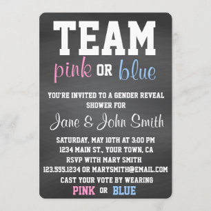 Convite O género azul ou cor-de-rosa da equipe revela o