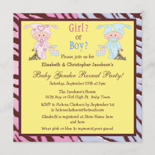 Convite O género do bebê revela bebês bonitos & coelhos