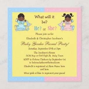 Convite O género do bebê revela bebês do afro-americano