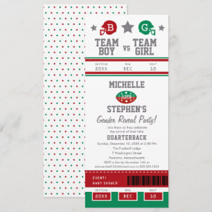 Convite O género do bilhete do futebol revela o chá de