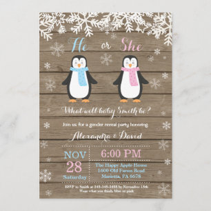 Convite O género do urso do pinguim do inverno revela o