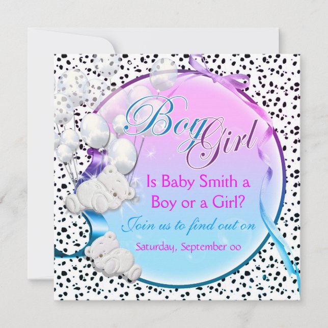 Convite O género do urso revela o partido da menina do (Frente)