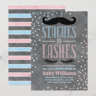 Convite O gênero dos Staches ou Lashes revela ideias de c
