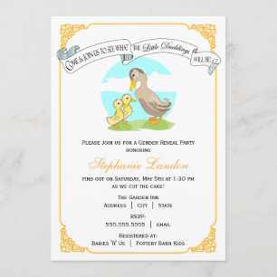 Convite O género gêmeo pequeno dos patinhos   revela o chá