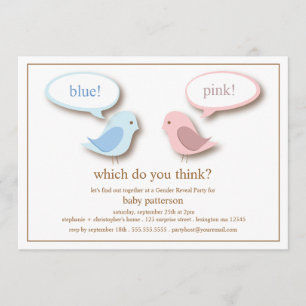 Convite O género pequeno azul ou cor-de-rosa dos pássaro