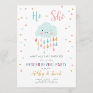 Convite O género revela cores das gotas da chuva da nuvem