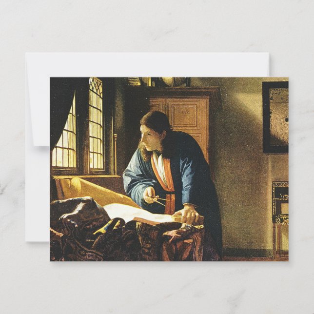 Convite O geógrafo de Johannes Vermeer (cerca de 1669) (Frente)
