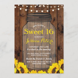 Convite O girassol de madeira do partido rústico do doce