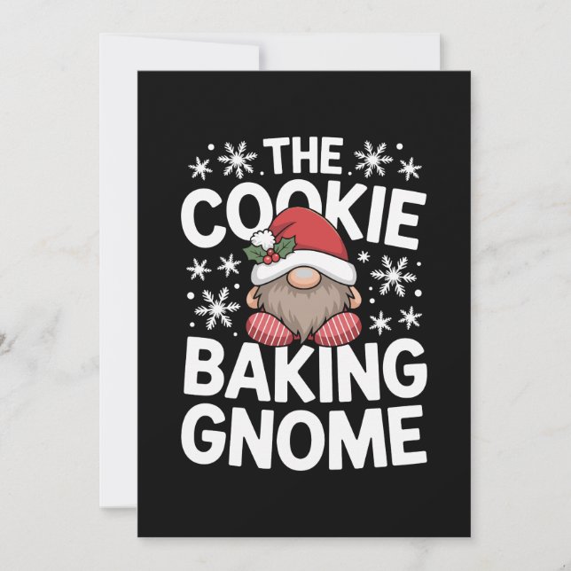 Convite O Gnome de Assar Biscoitos Natal Folha de Azevinho (Frente)