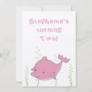 Convite O golfinho sob o bebê do segundo aniversário do