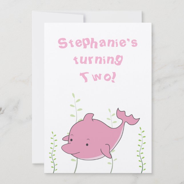 Convite O golfinho sob o bebê do segundo aniversário do (Frente)