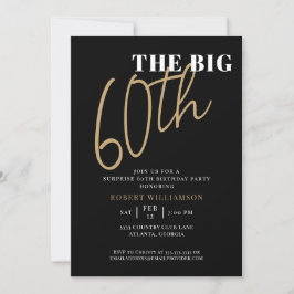 Convite O Grande 60º Aniversário Surpresa Dourado