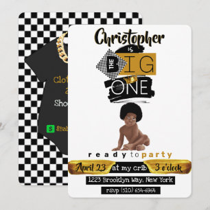 Convite O GRANDE Garoto Afro Hip Hop Reltro Aniversário