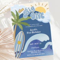 O Grande Retro Azul Surfando Primeiro Aniversário
