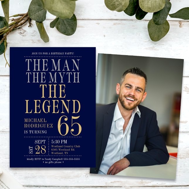 Convite O Homem O Mito A Lenda Foto 65º Aniversário (Criador carregado)