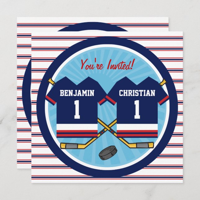 Convite O hóquei em gelo junta o partido de primeiro (Frente/Verso)