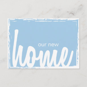 Convite O Housewarming azul & branco do fechamento da