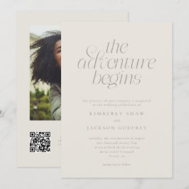 Convite O Início da Aventura Casamento Minimal Greige