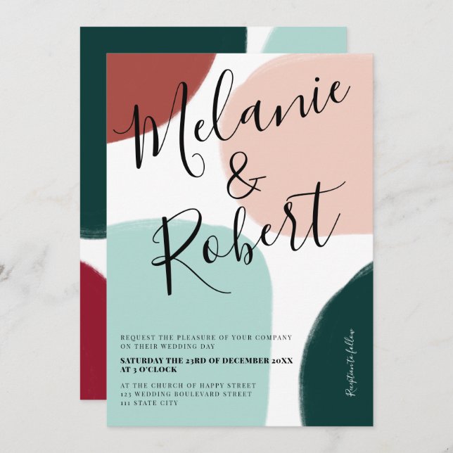 Convite O inverno de Natal forma as iniciais de casamento (Frente/Verso)